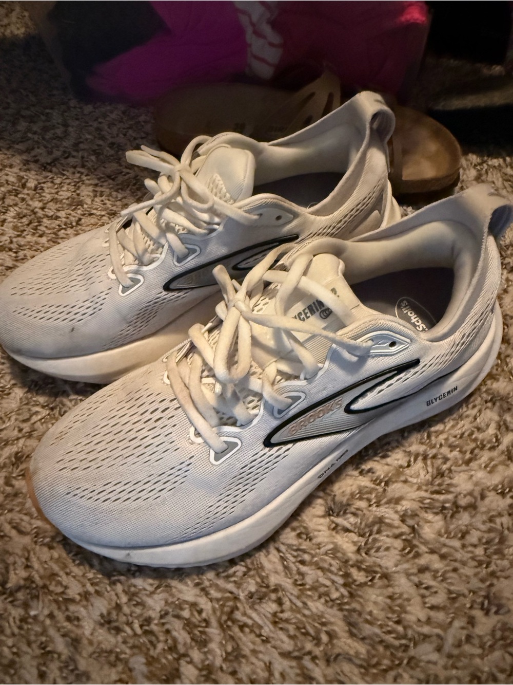 Brooks White Running Shoes with Black Logo Accents